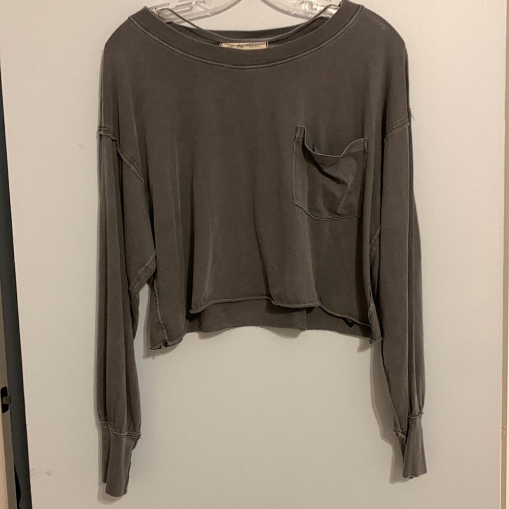 Gray Long-Sleeved Top